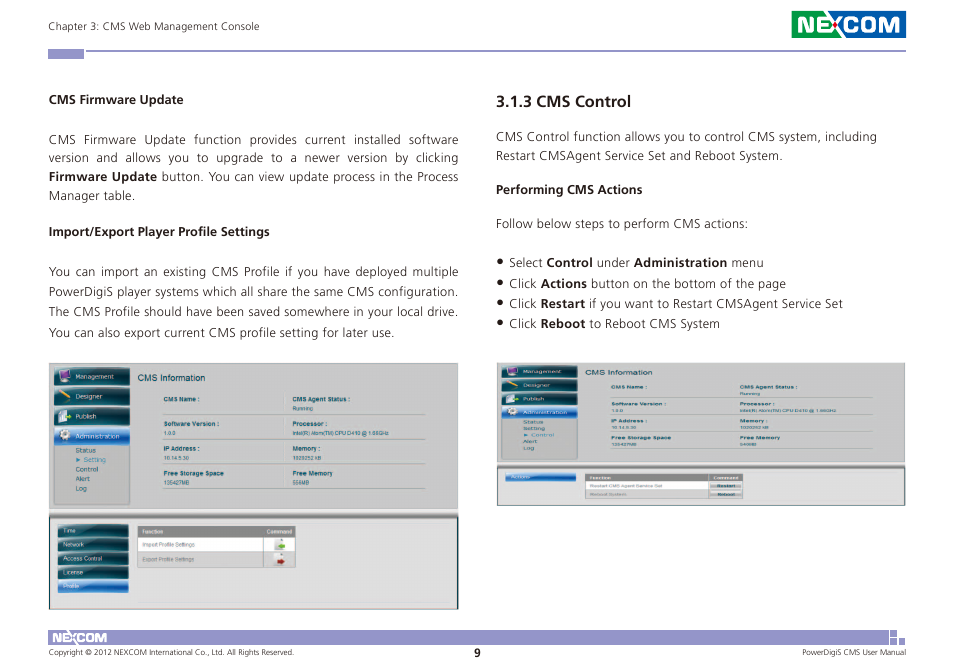 3 cms control | NEXCOM CMS 1100 User Manual | Page 12 / 56