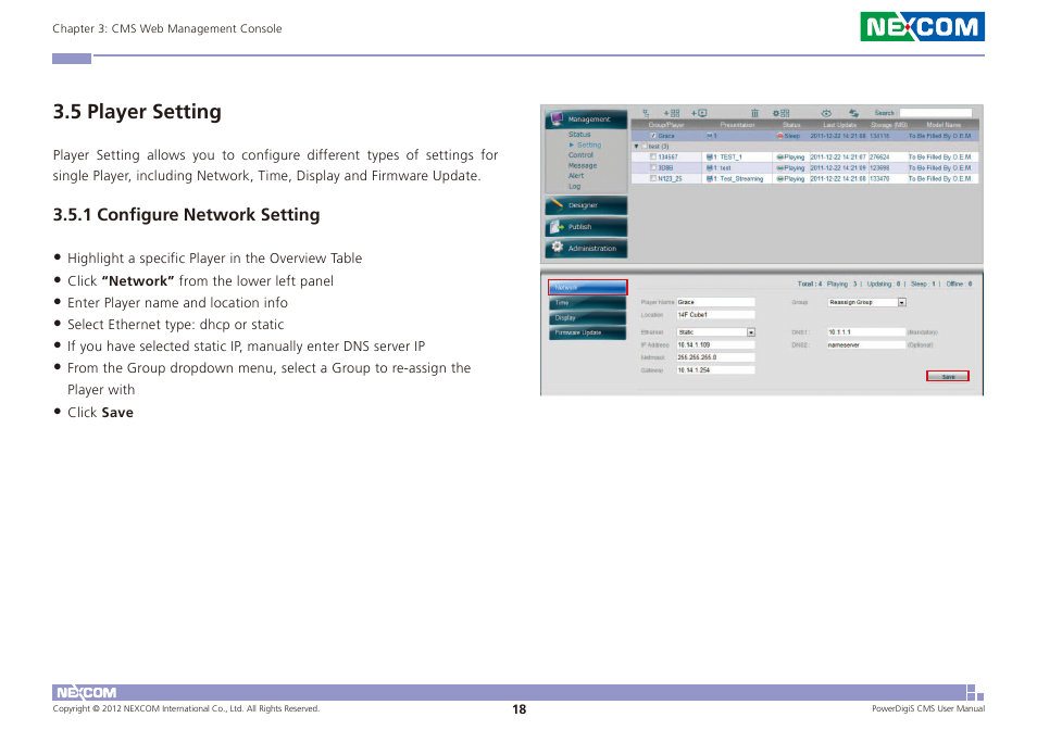 5 player setting | NEXCOM CMS 1100 User Manual | Page 21 / 56