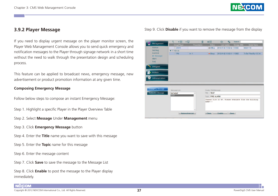 2 player message | NEXCOM CMS 1100 User Manual | Page 40 / 56