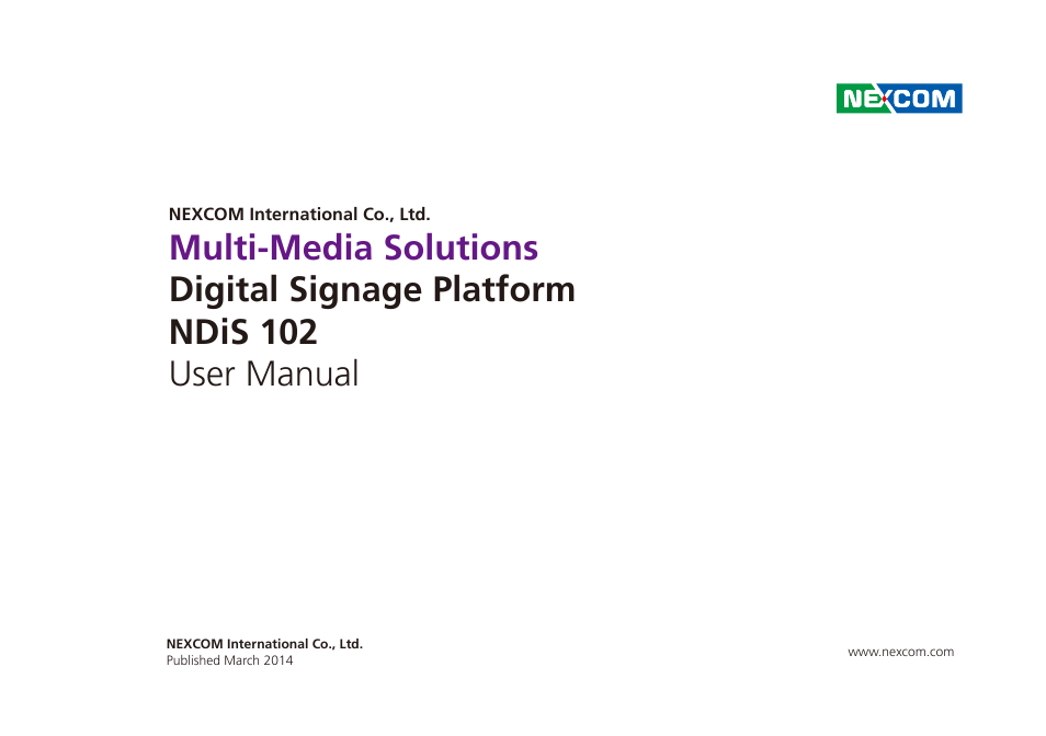 NEXCOM NDiS 102 User Manual | 20 pages