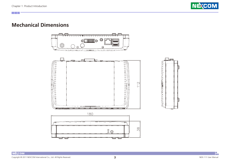 Mechanical dimensions | NEXCOM NDiS 111 User Manual | Page 15 / 38