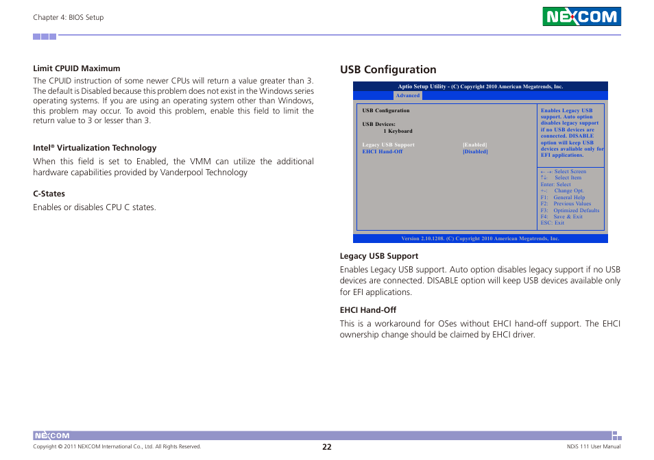 Usb configuration | NEXCOM NDiS 111 User Manual | Page 34 / 38