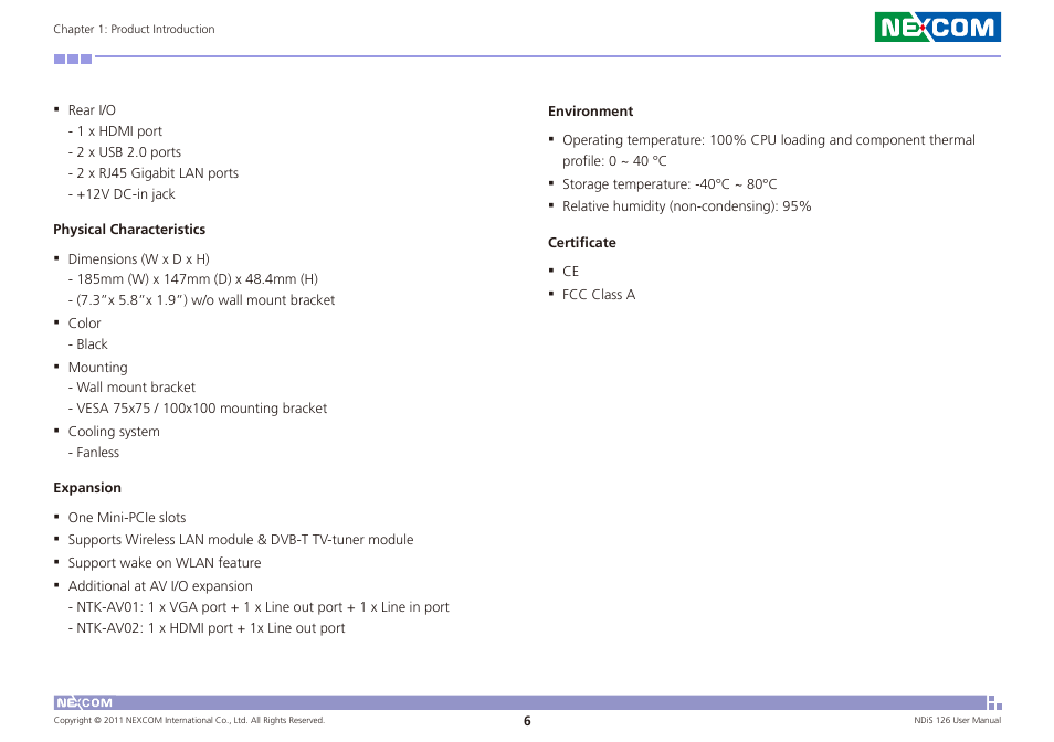 NEXCOM NDiS 126 User Manual | Page 19 / 77