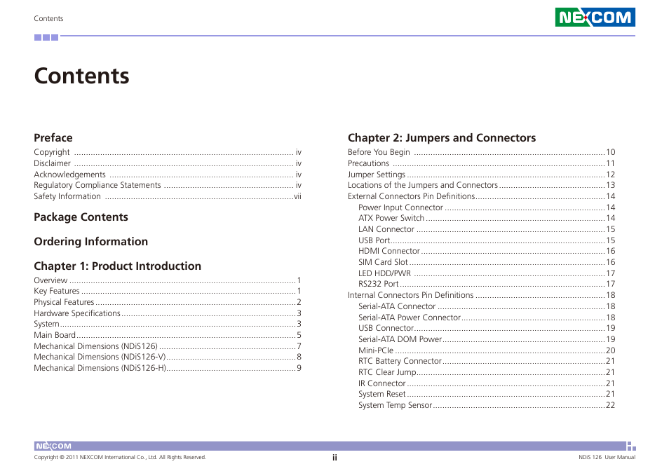 NEXCOM NDiS 126 User Manual | Page 2 / 77