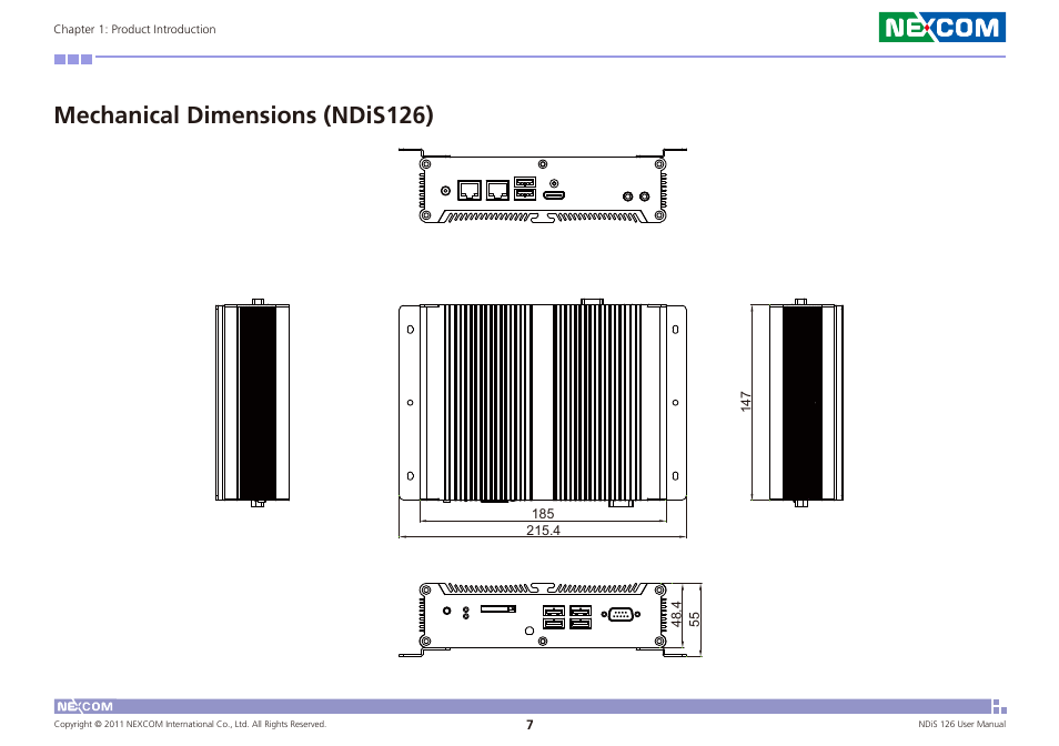 Mechanical dimensions (ndis126) | NEXCOM NDiS 126 User Manual | Page 20 / 77