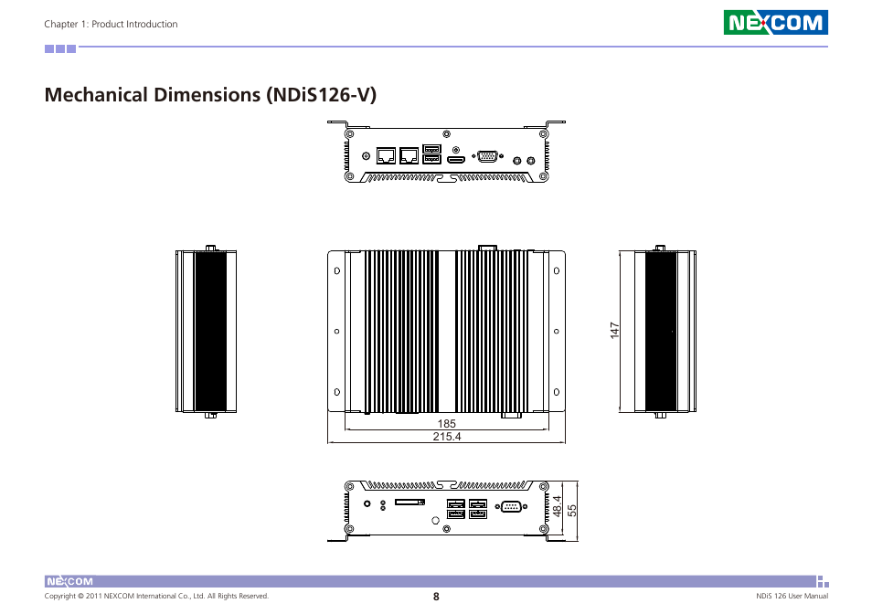 Mechanical dimensions (ndis126-v) | NEXCOM NDiS 126 User Manual | Page 21 / 77