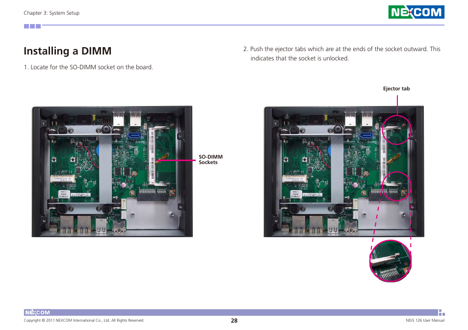 Installing a dimm | NEXCOM NDiS 126 User Manual | Page 41 / 77