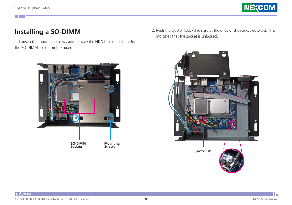 Installing a so-dimm | NEXCOM NDiS 127 User Manual | Page 33 / 66