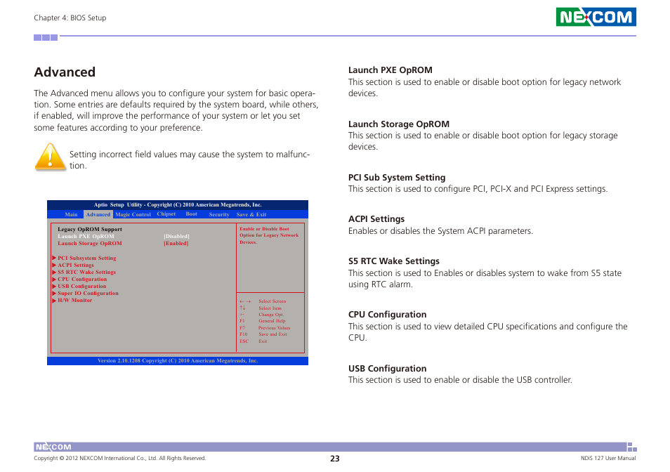 Advanced | NEXCOM NDiS 127 User Manual | Page 48 / 66