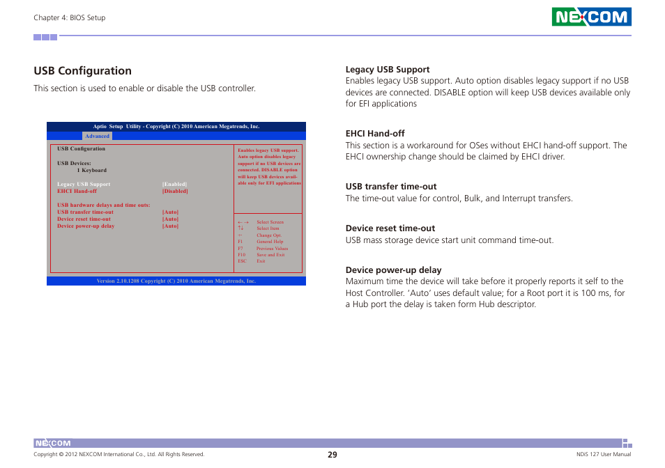 Usb configuration | NEXCOM NDiS 127 User Manual | Page 54 / 66