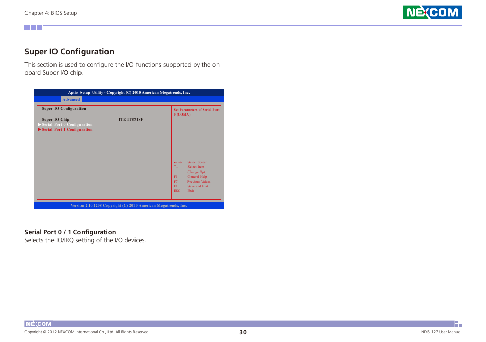 Super io configuration | NEXCOM NDiS 127 User Manual | Page 55 / 66