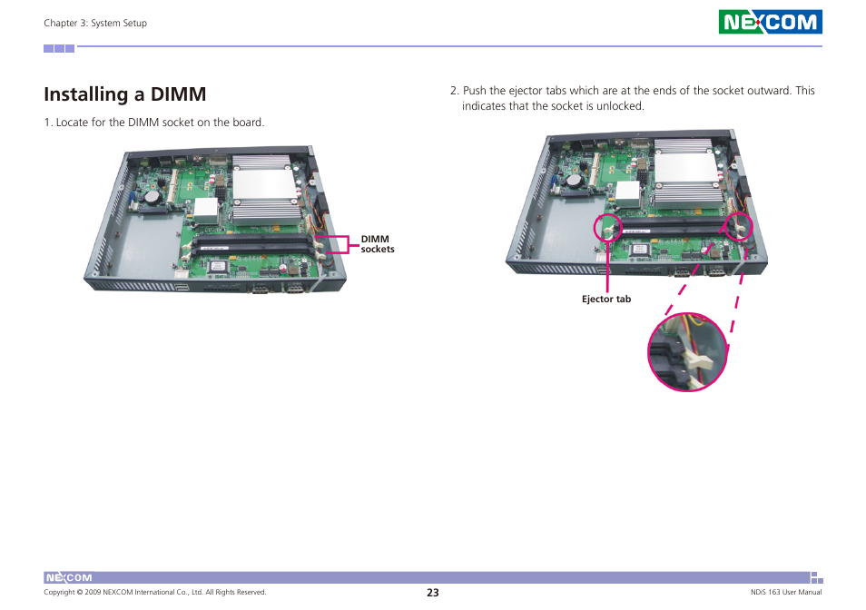 Installing a dimm | NEXCOM NDiS 163 User Manual | Page 36 / 58