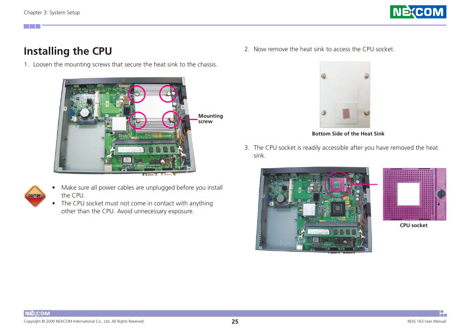 Installing the cpu | NEXCOM NDiS 163 User Manual | Page 38 / 58