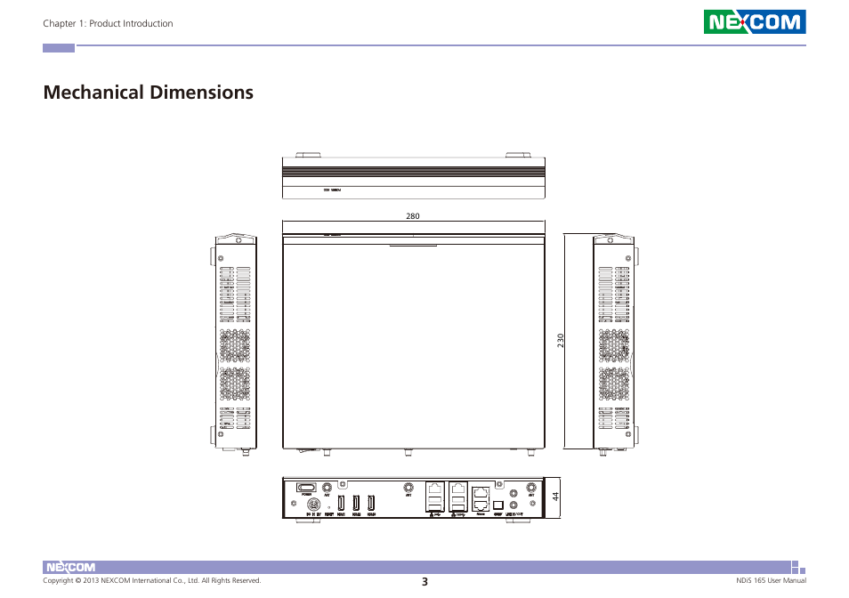 Mechanical dimensions | NEXCOM NDiS 165 User Manual | Page 17 / 76