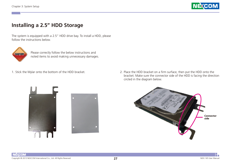 Installing a 2.5” hdd storage | NEXCOM NDiS 165 User Manual | Page 41 / 76