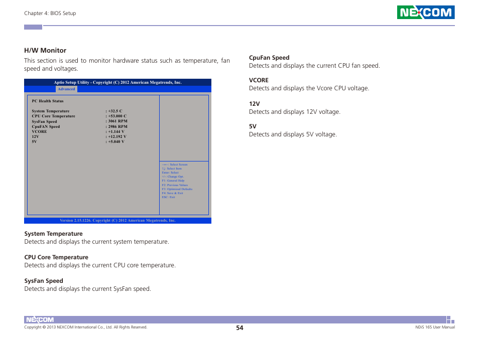 H/w monitor | NEXCOM NDiS 165 User Manual | Page 68 / 76