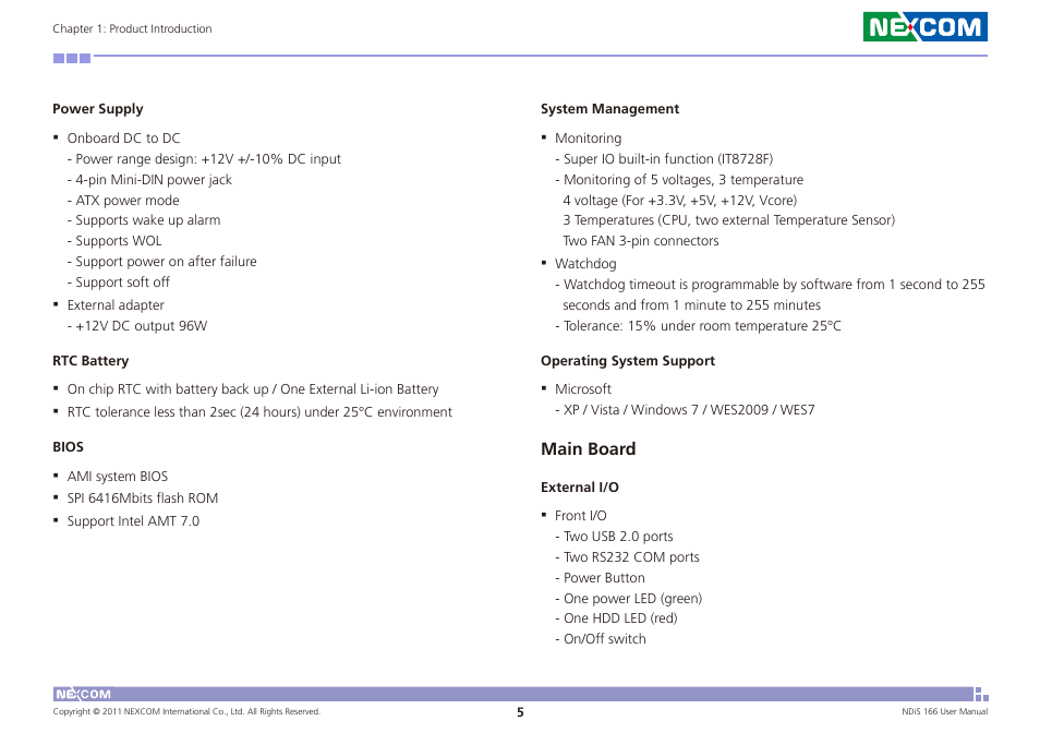 Main board | NEXCOM NDiS 166 User Manual | Page 18 / 98