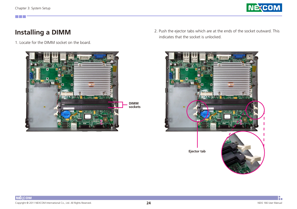 Installing a dimm | NEXCOM NDiS 166 User Manual | Page 37 / 98