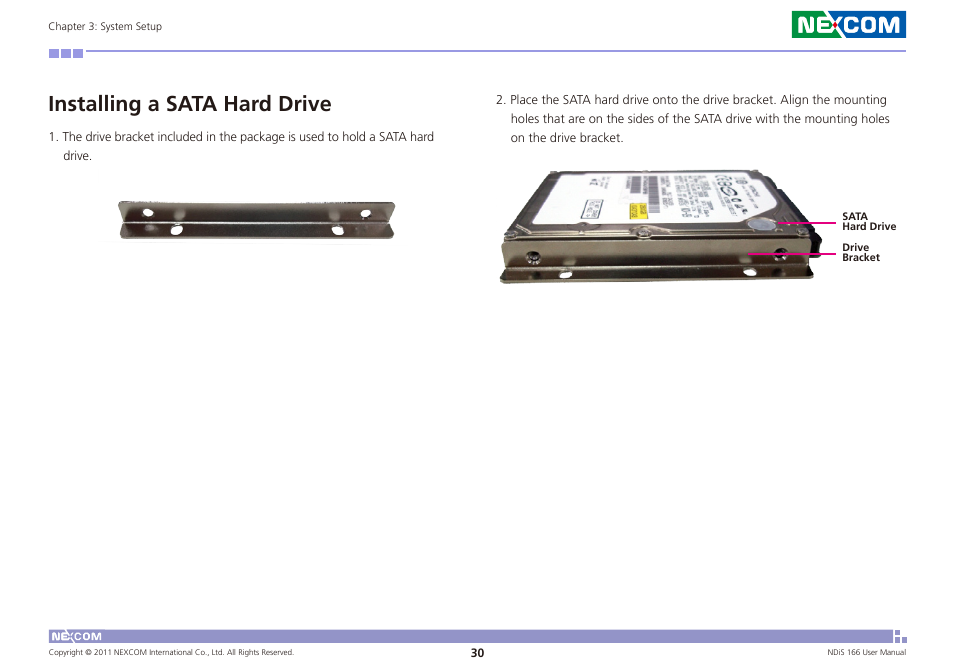 Installing a sata hard drive | NEXCOM NDiS 166 User Manual | Page 43 / 98