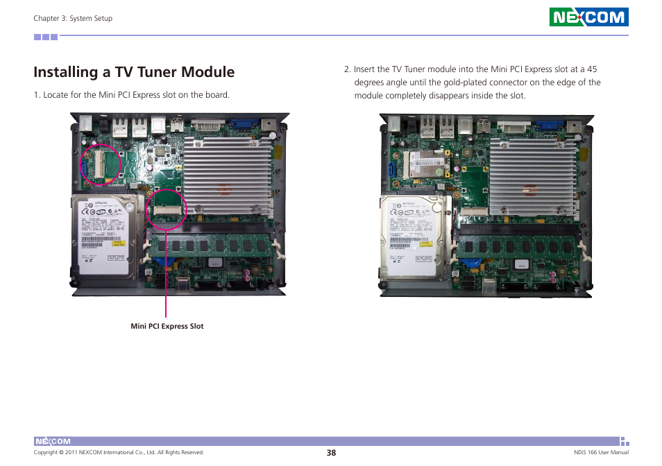 Installing a tv tuner module | NEXCOM NDiS 166 User Manual | Page 51 / 98
