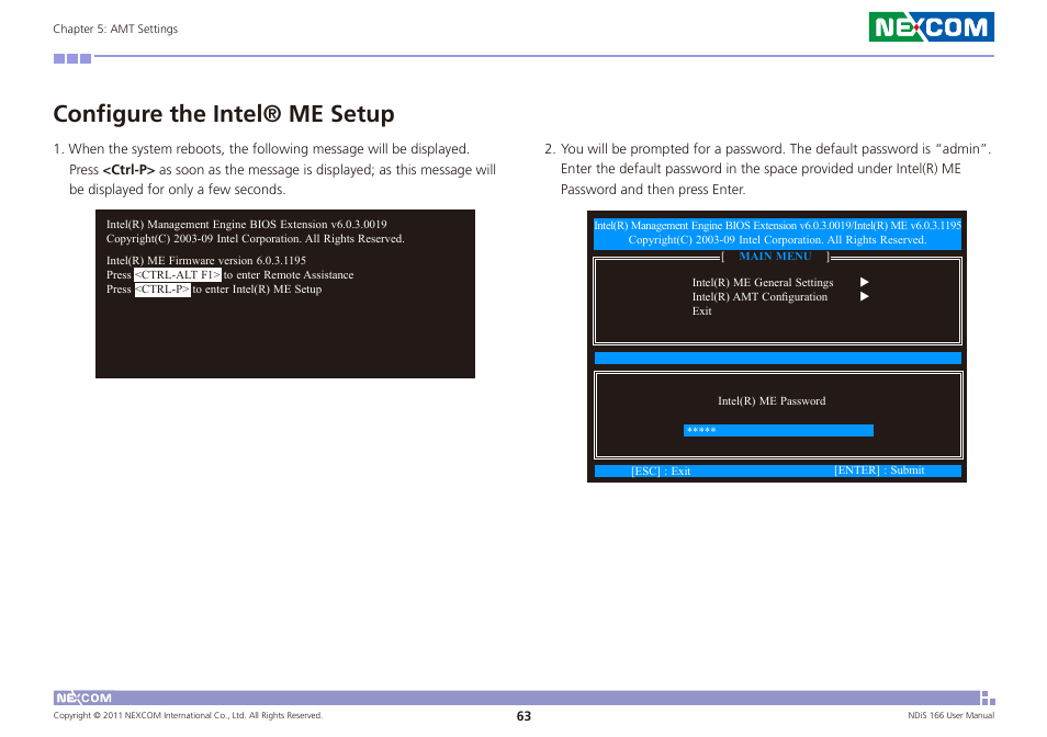 Configure the intel® me setup | NEXCOM NDiS 166 User Manual | Page 76 / 98