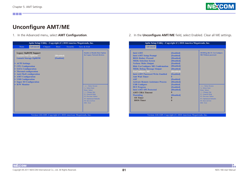 Unconfigure amt/me | NEXCOM NDiS 166 User Manual | Page 94 / 98