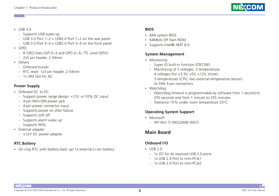 Main board | NEXCOM NDiS 167 User Manual | Page 17 / 75