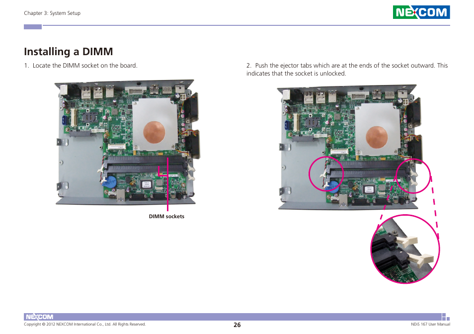 Installing a dimm | NEXCOM NDiS 167 User Manual | Page 40 / 75