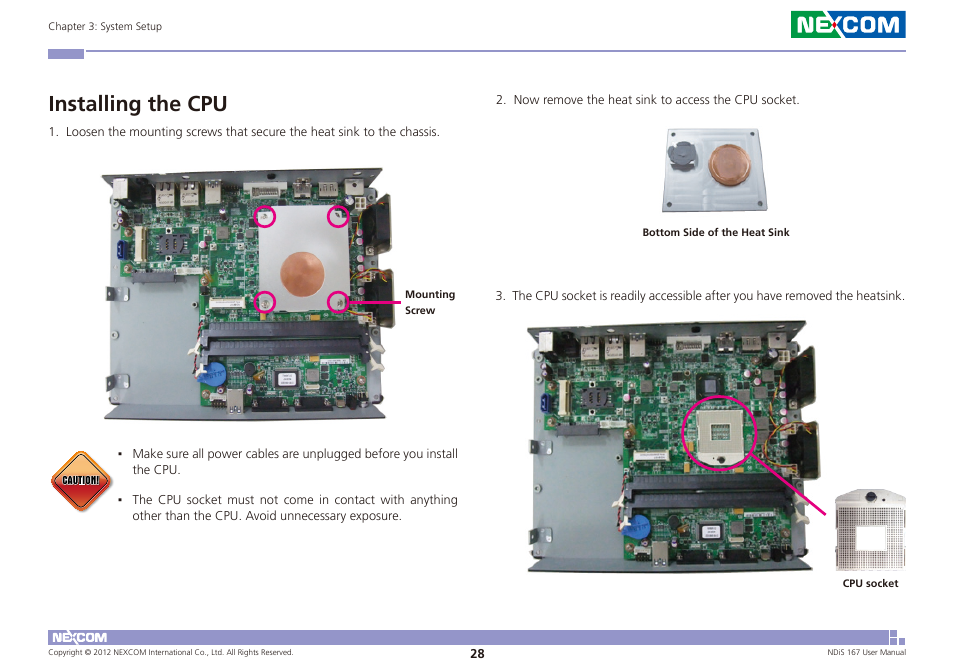 Installing the cpu | NEXCOM NDiS 167 User Manual | Page 42 / 75