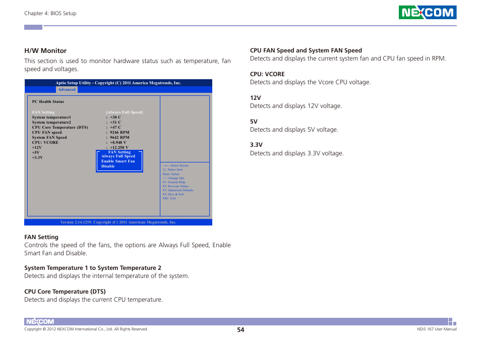 H/w monitor | NEXCOM NDiS 167 User Manual | Page 68 / 75