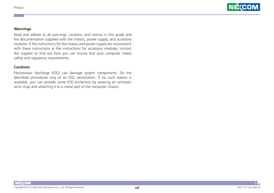 NEXCOM NDiS 167 User Manual | Page 7 / 75