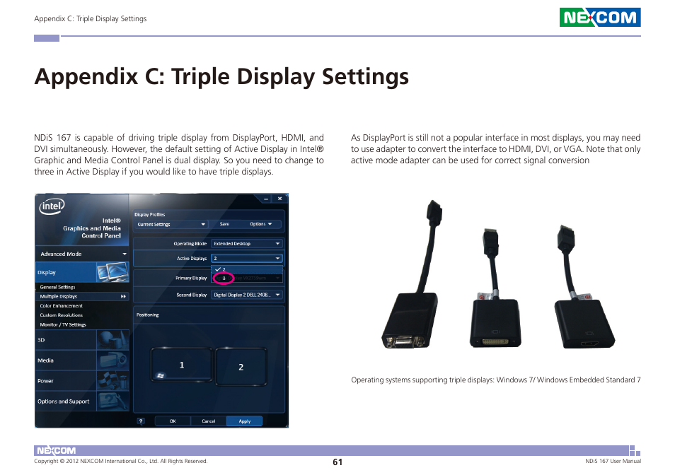 Appendix c: triple display settings | NEXCOM NDiS 167 User Manual | Page 75 / 75