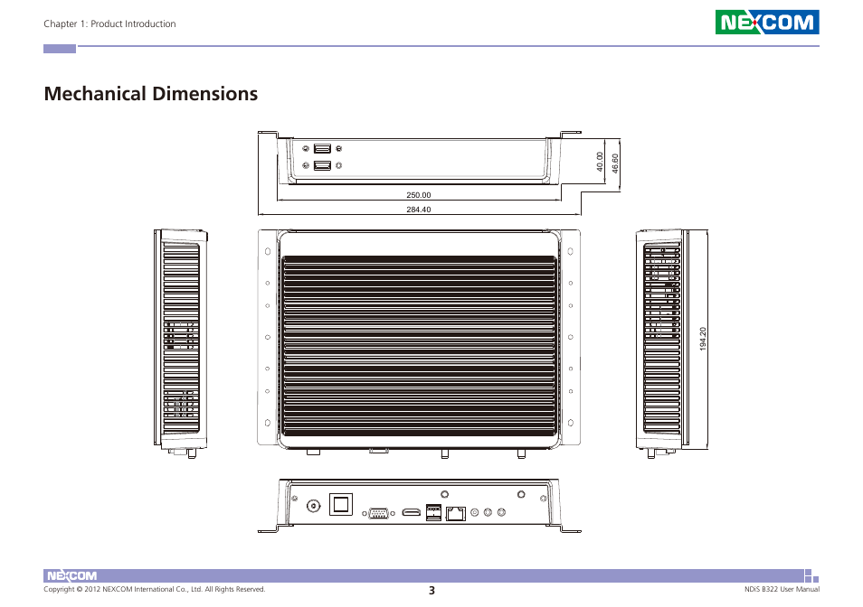 Mechanical dimensions | NEXCOM NDiS B322 User Manual | Page 16 / 44