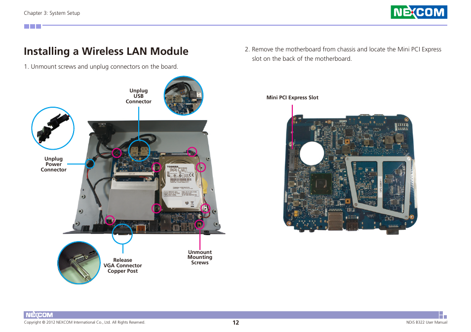 Installing a wireless lan module | NEXCOM NDiS B322 User Manual | Page 25 / 44