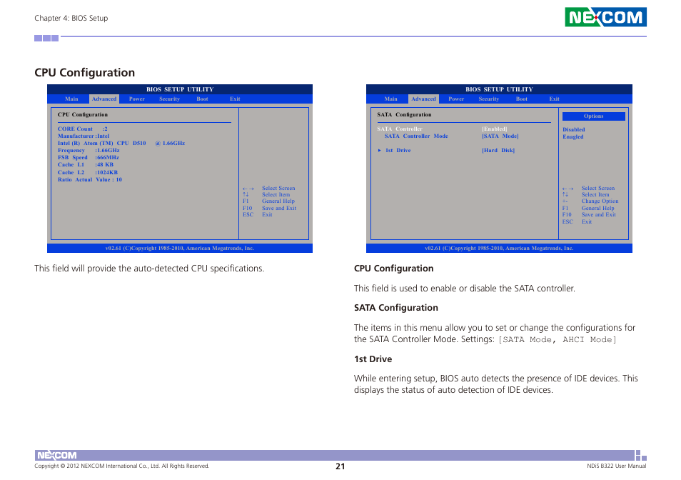 Cpu configuration | NEXCOM NDiS B322 User Manual | Page 34 / 44