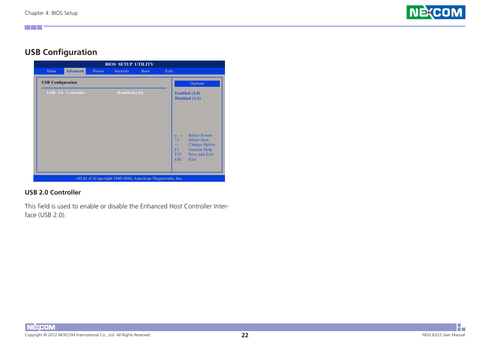 Usb configuration | NEXCOM NDiS B322 User Manual | Page 35 / 44