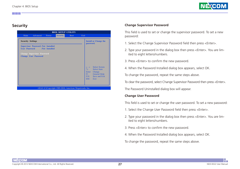 Security | NEXCOM NDiS B322 User Manual | Page 40 / 44