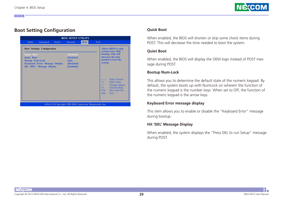 Boot setting configuration | NEXCOM NDiS B322 User Manual | Page 42 / 44