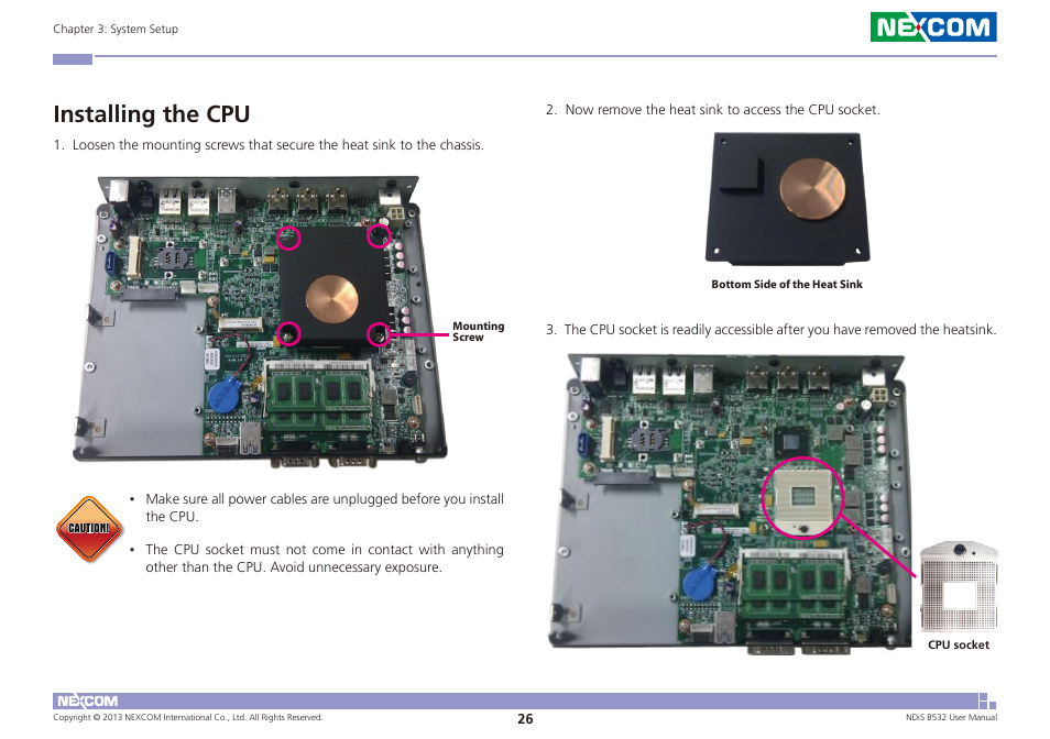 Installing the cpu | NEXCOM NDiS B532 User Manual | Page 40 / 71