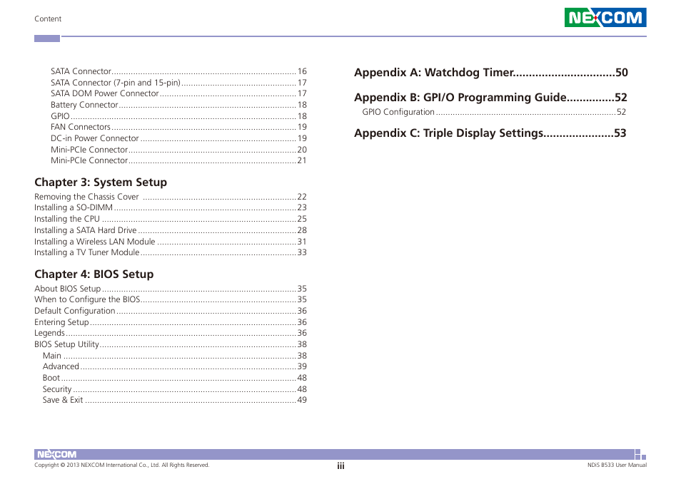 NEXCOM NDiS B533 User Manual | Page 3 / 67