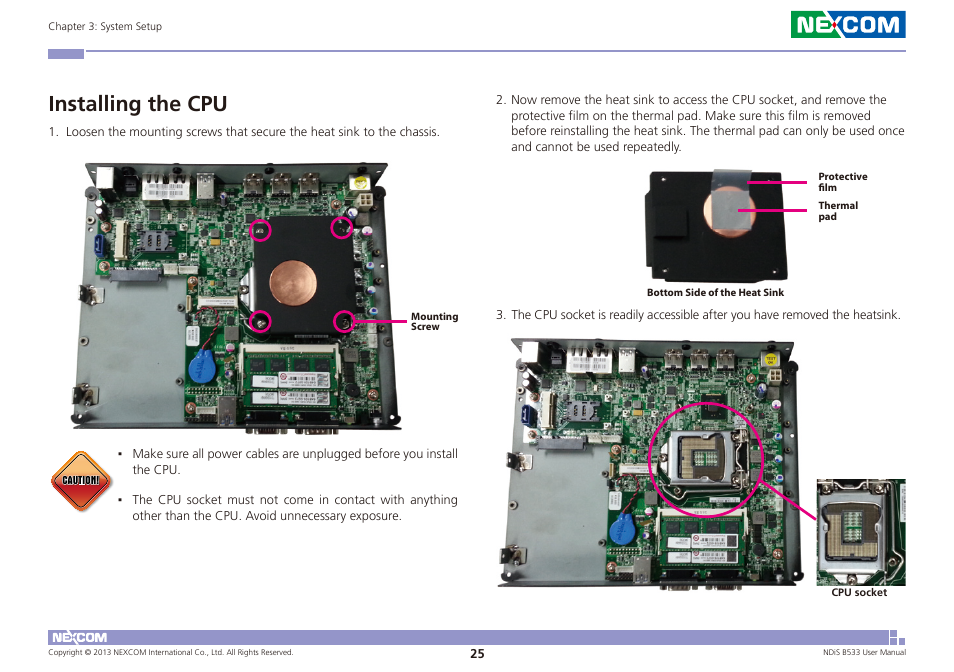 Installing the cpu | NEXCOM NDiS B533 User Manual | Page 39 / 67