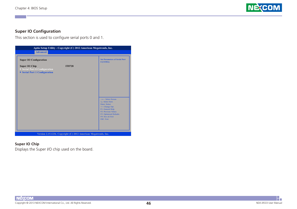 Super io configuration | NEXCOM NDiS B533 User Manual | Page 60 / 67