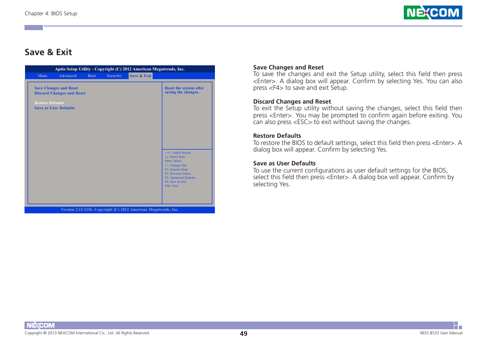 Save & exit | NEXCOM NDiS B533 User Manual | Page 63 / 67