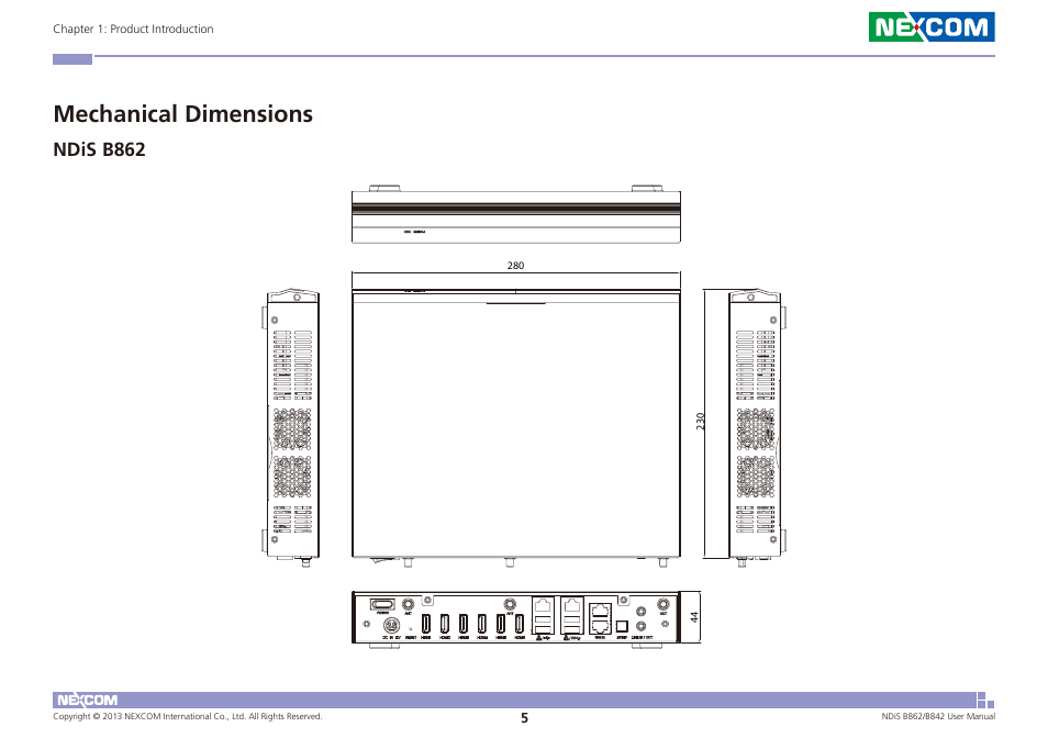 Mechanical dimensions, Ndis b862 | NEXCOM NDiS B842 User Manual | Page 19 / 122