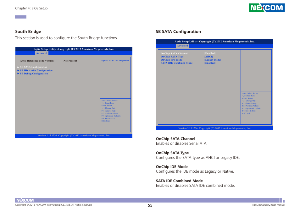 South bridge, Sb sata configuration | NEXCOM NDiS B842 User Manual | Page 69 / 122