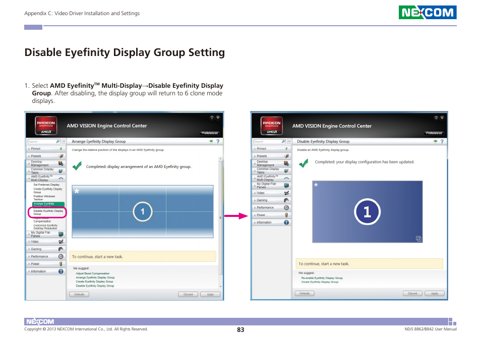 Disable eyefinity display group setting | NEXCOM NDiS B842 User Manual | Page 97 / 122