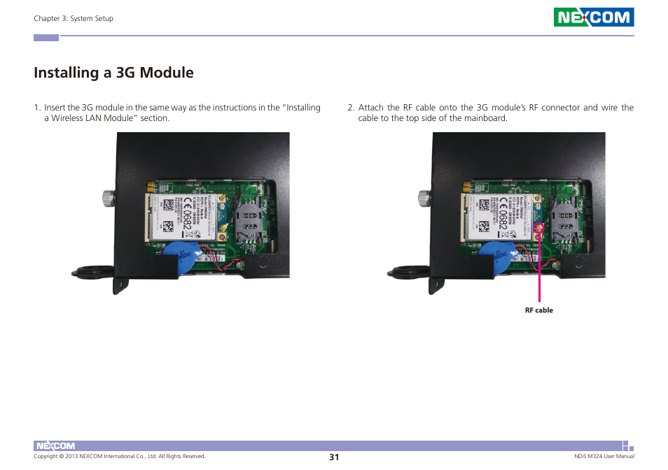 Installing a 3g module | NEXCOM NDiS M324 User Manual | Page 45 / 66