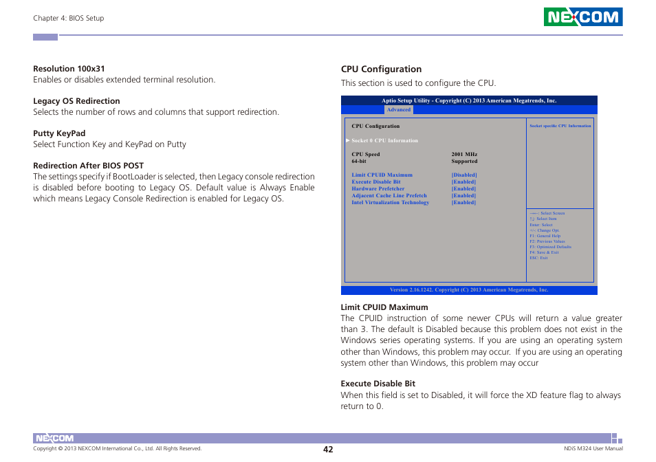 Cpu configuration | NEXCOM NDiS M324 User Manual | Page 56 / 66