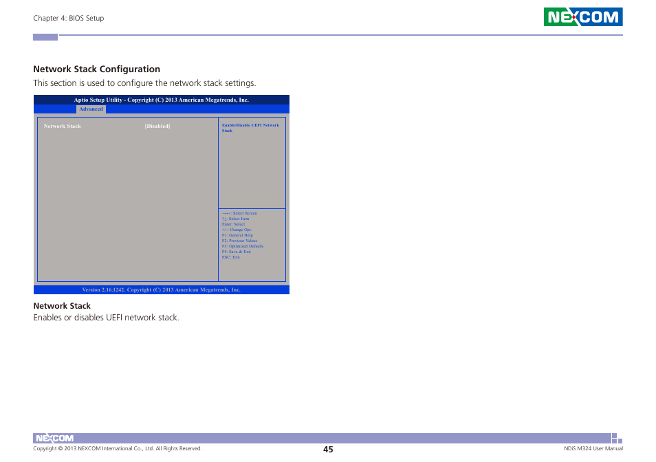 Network stack configuration | NEXCOM NDiS M324 User Manual | Page 59 / 66