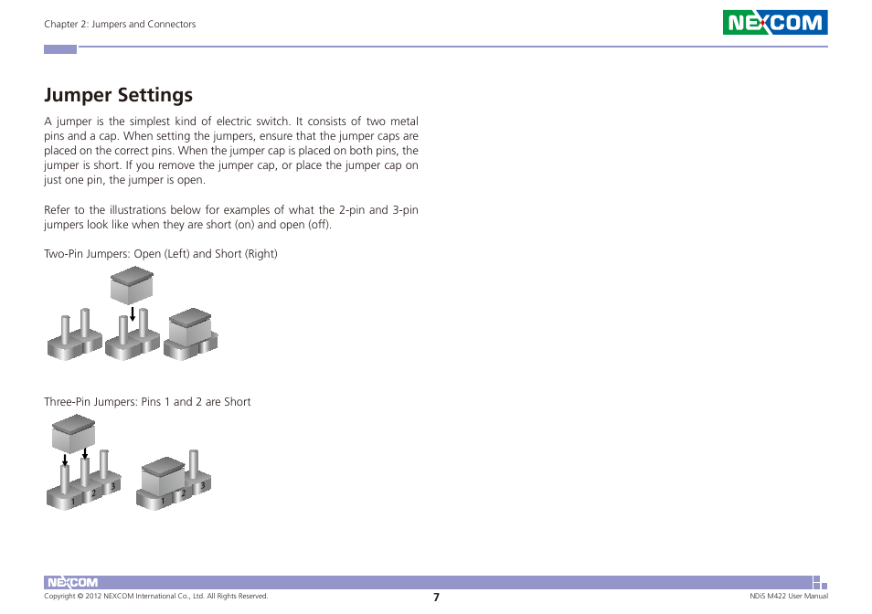 Jumper settings | NEXCOM NDiS M422 User Manual | Page 21 / 62